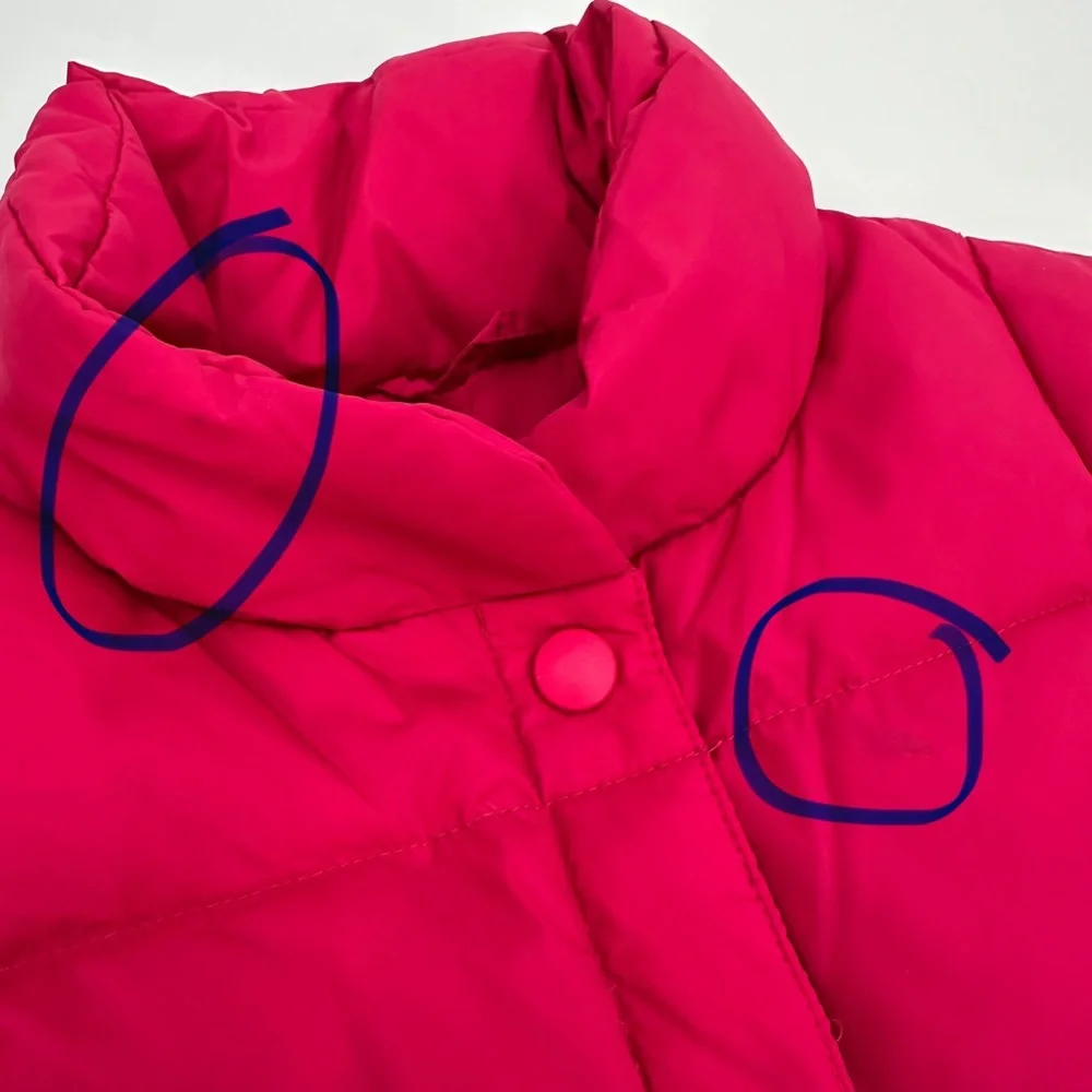 LANDS END Puffer Vest Womens XS Pink Goosedown Snap Front Nylon Gorpcore SPOTS